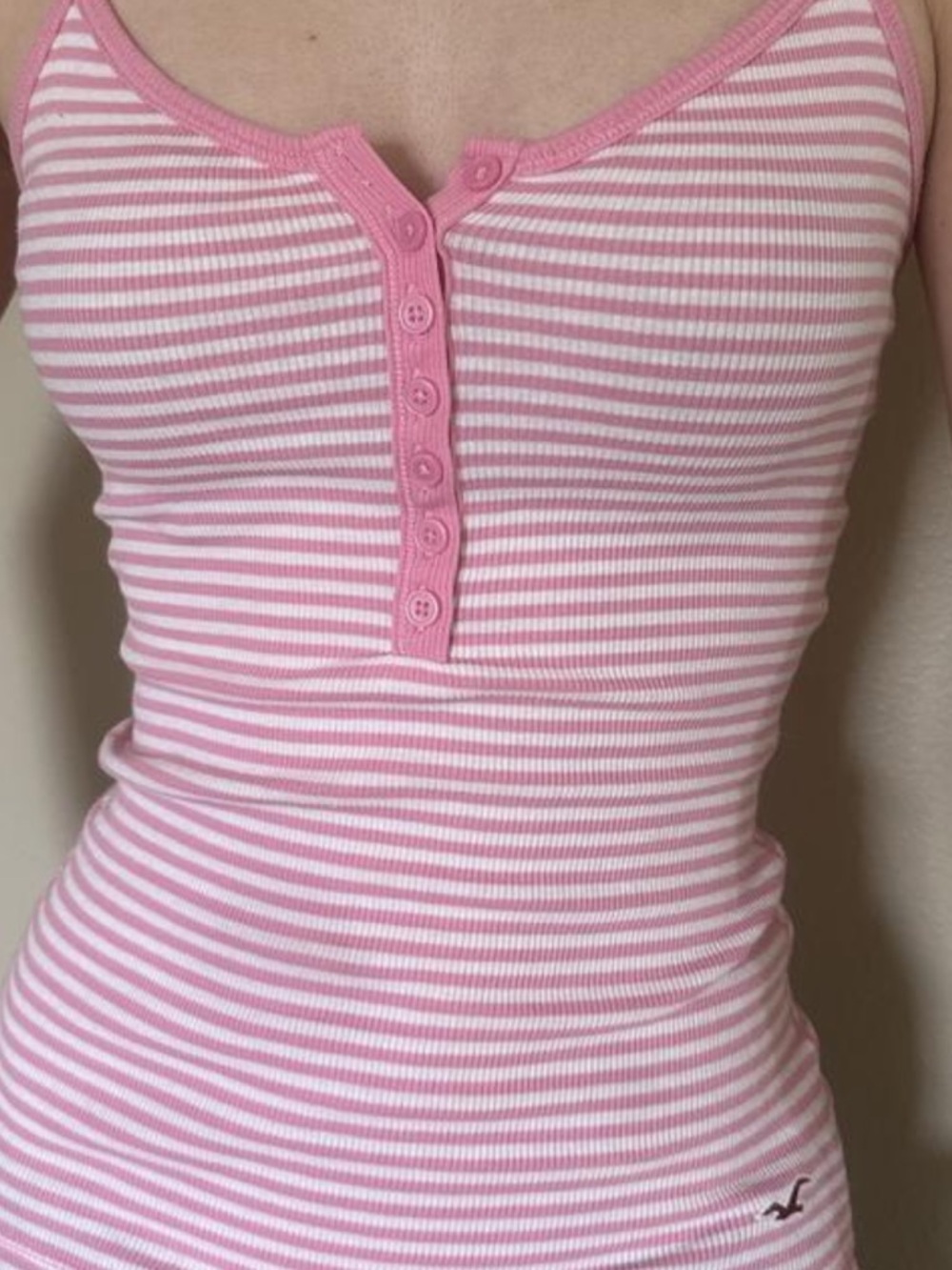 new w out tags! hollister pink and white striped cami tank top